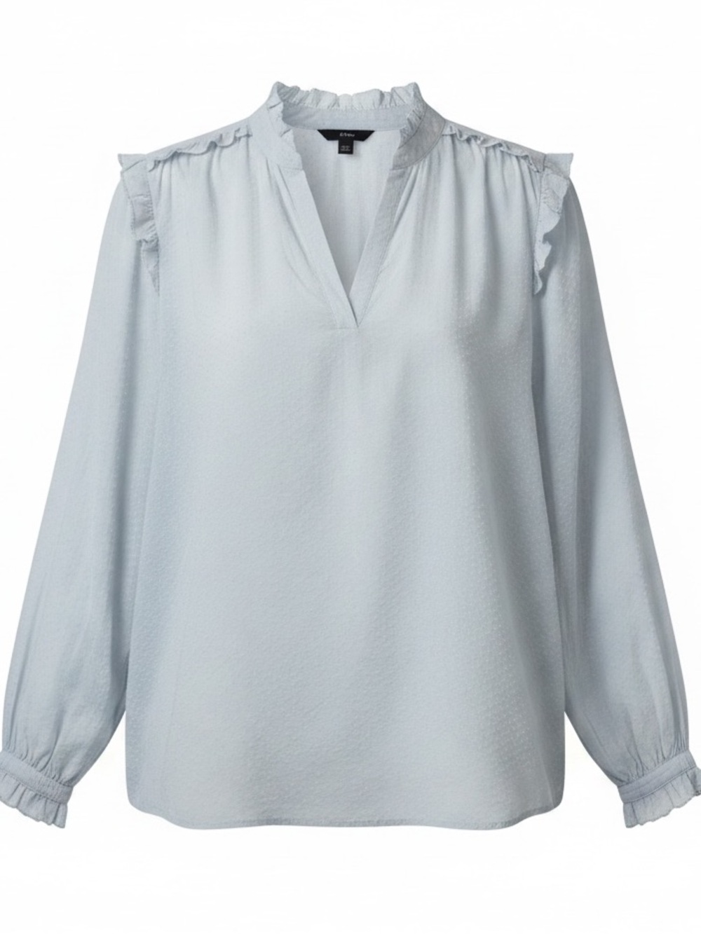 NWT J.Crew Ruffle V-Neck Popover Blouse Clip Dot XXL Classic Sky Blue